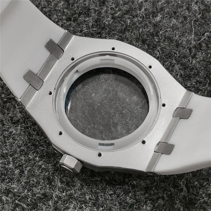 Boîtier de montre en verre saphir 41 mm + bracelet pour montre NH35/NH36 avec bracelet en caoutchouc 