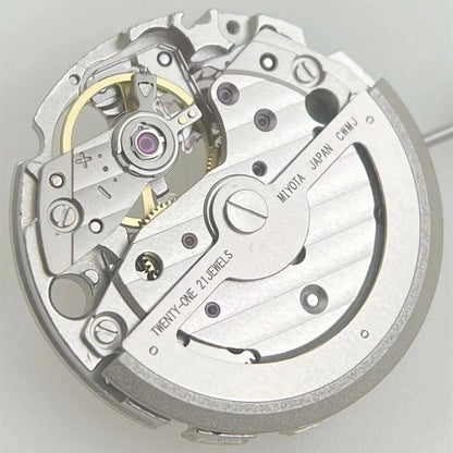 Miyota/Citizen 82S5 silver plated automatic watch movement for precise mechanical timekeeping and durability