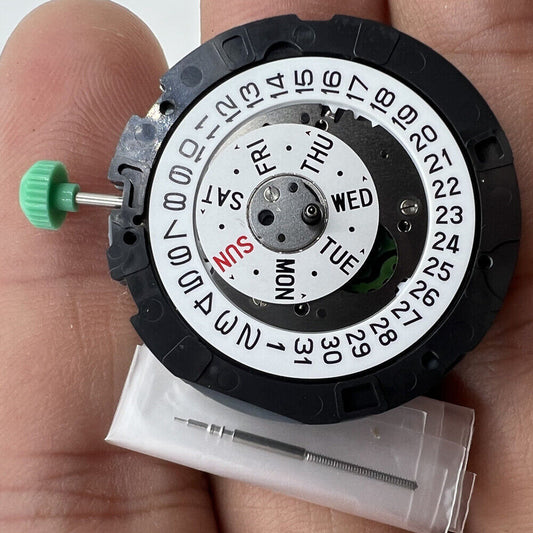 Japan-made MIYOTA OS00 quartz watch movement with day-date function for precise repair.