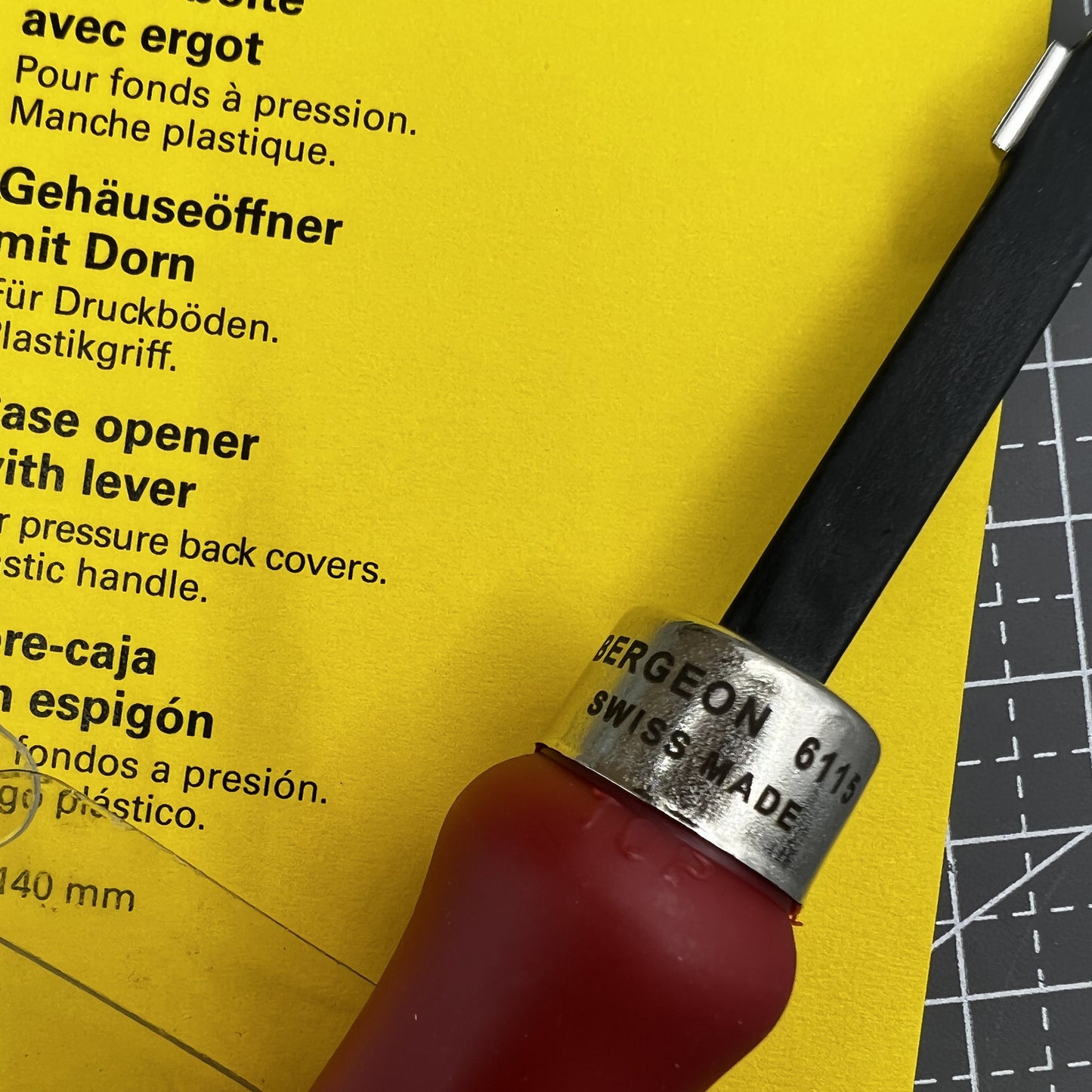 Bergeon Swiss 6115 Gehäuseöffner Werkzeug mit Hebel für Rückdeckel