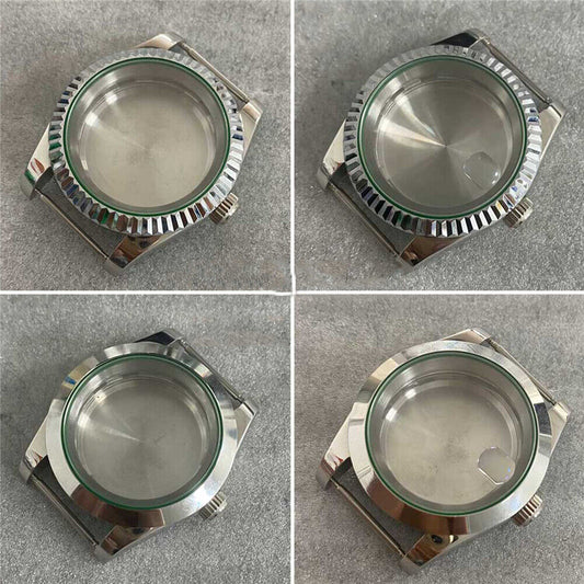 39MM stainless steel watch case with sapphire glass and solid back for NH35/NH36/4R movements, brand included.