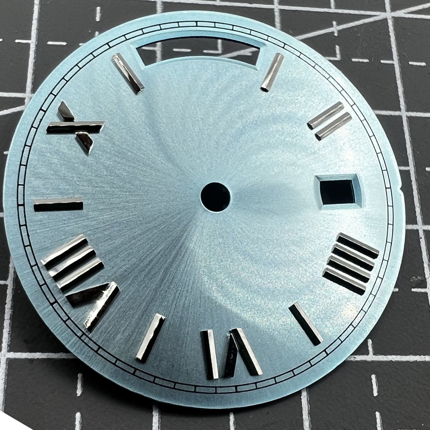 28 5mm Silber Zifferblatt ohne Leuchtmasse Hellblaue Nageldetails für Seagull ST1644 Uhrwerk