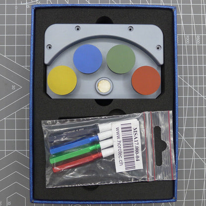 Die-cast alloy MSA17.000-04 oil cup stand with 4 containers for organized watch repair by MSA.