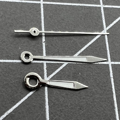 Aiguilles de montre lumineuses argentées et vertes de 12 mm pour mouvement à quartz Ronda 515.
