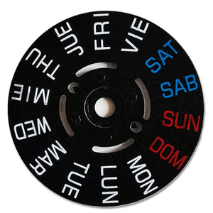 Black Week Disk Wheel English Font Generic for NH35/NH36 Movement Watch Part