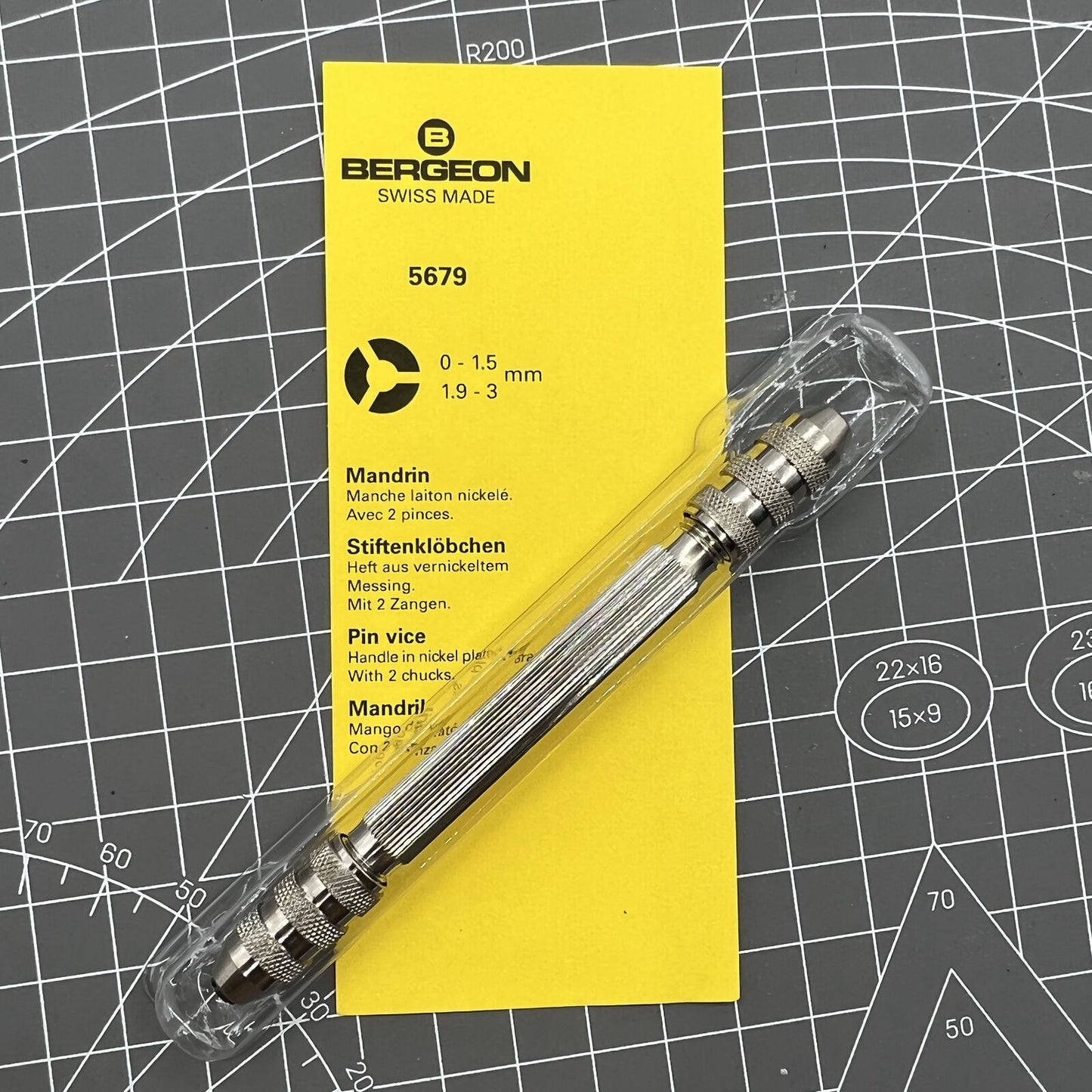Swiss Made Bergeon 5679 Pin Vice tool for precise watch case and strap opening, 0-1.5 & 1.9-3 mm capacity