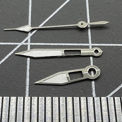 P1-H2-C2 lume arrow-shaped watch hands with glowing tips for Miyota 2035 quartz movement, ensuring precise time reading.