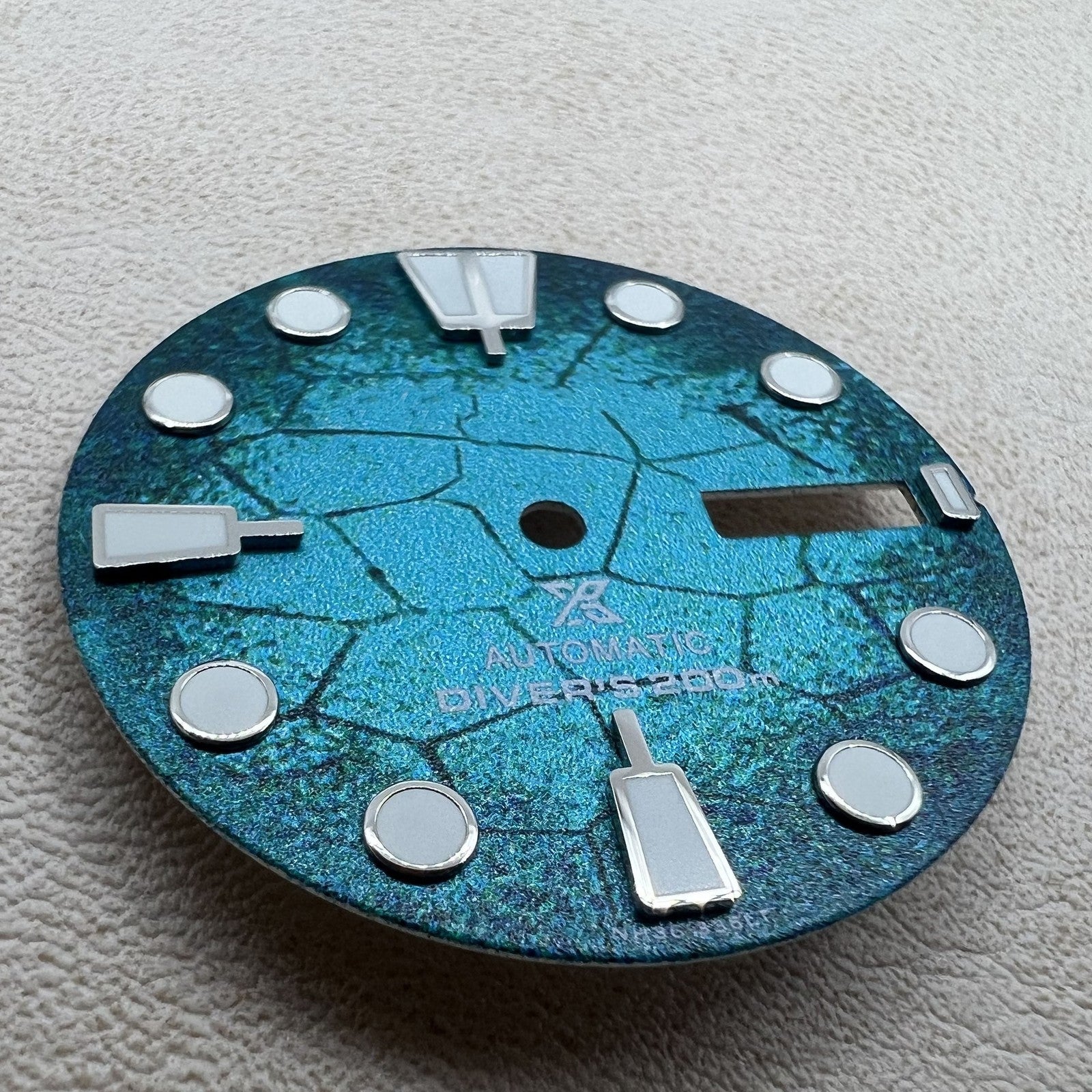 Leuchtendes blau-gr�nes Zifferblatt f�r 28.5mm Taucheruhr mit NH35 NH36 Uhrwerk von