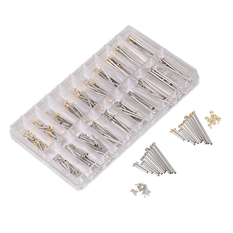 200PCS watch strap screws and link pins kit, versatile 10-28mm sizes for precise watch band repair and adjustment.