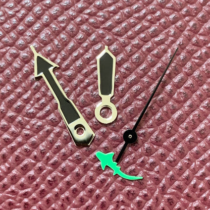 Black watch hands set including second hand for NH35/NH36/4R36 movement, compatible with Turtle and Fish models.