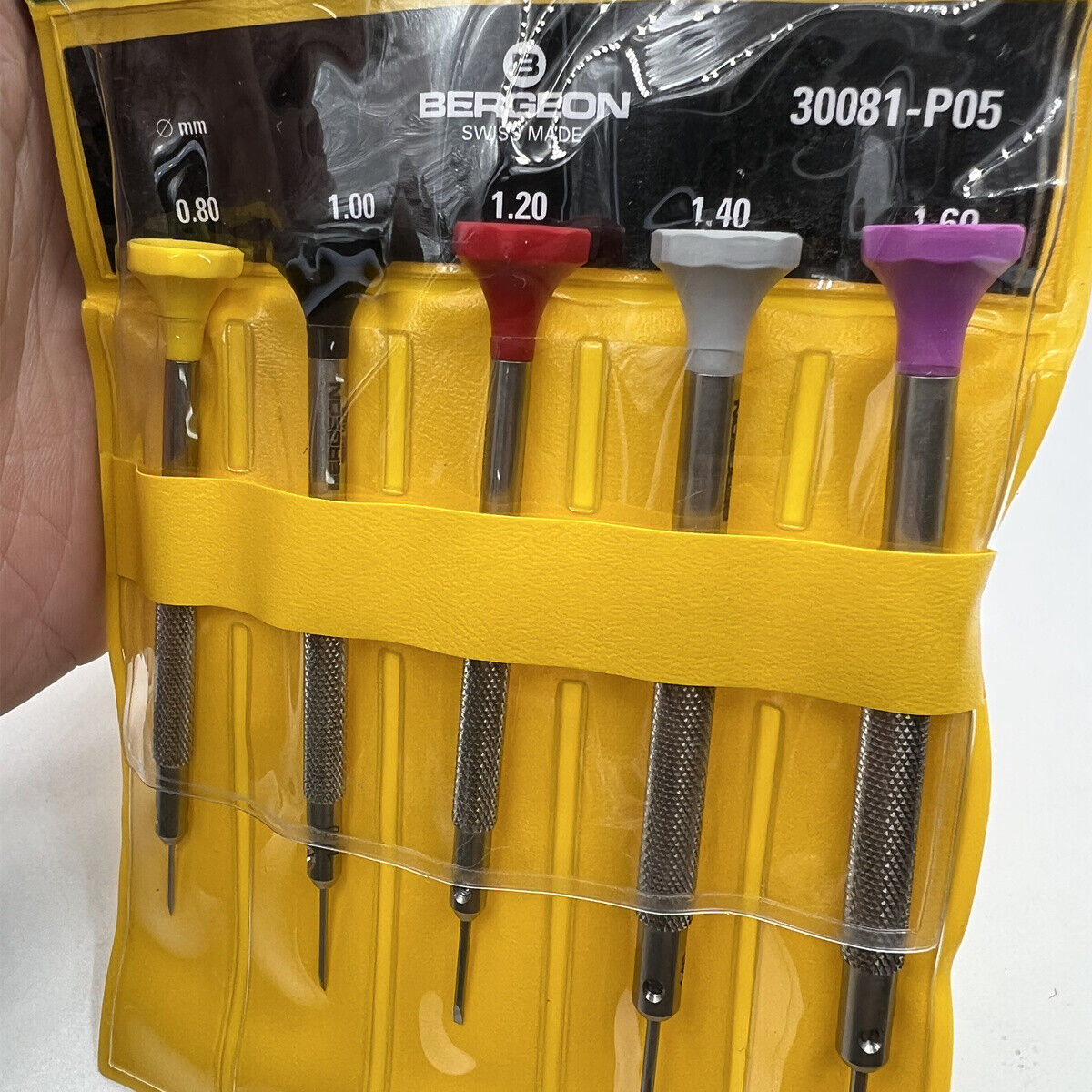 Bergeon 30081-P05 ergonomic screwdriver set of 5 for precise watch repair tasks