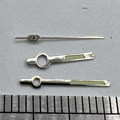Aiguilles de montre lumineuses vertes argentées de 11 mm pour mouvement Orient 46941 46943