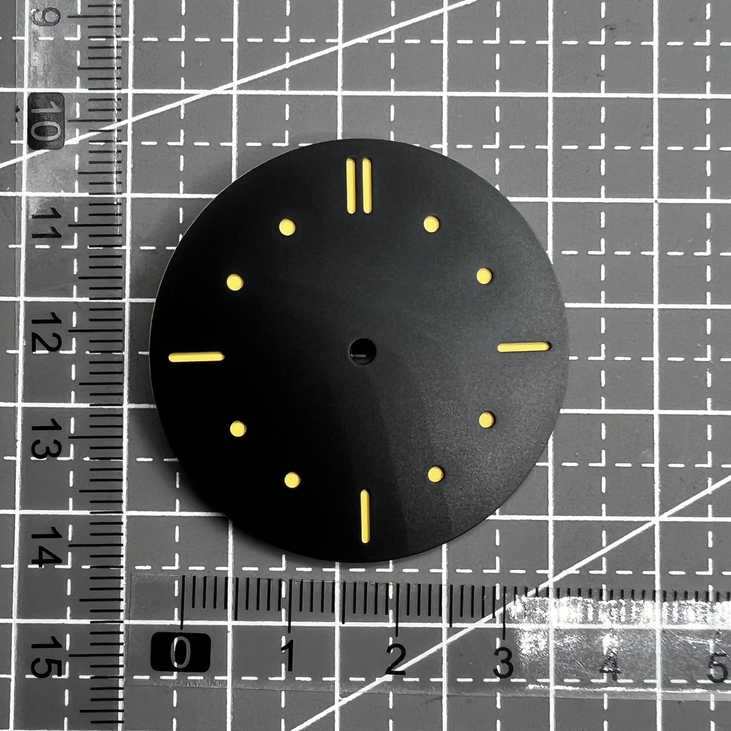Black 39mm dial with green luminous dot for ETA 6497 6498 watch movement by Schwarzes.