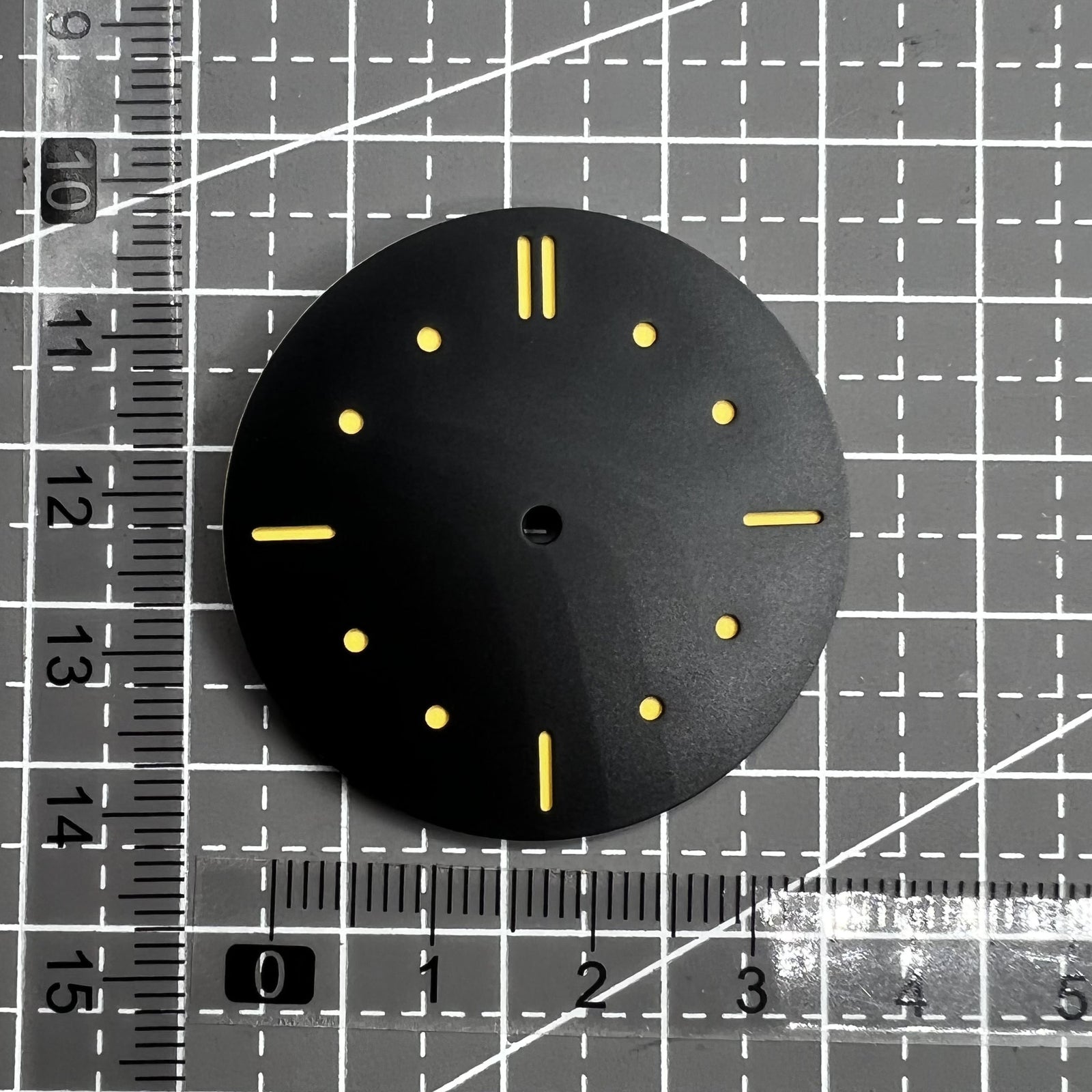 Black 39mm dial with green luminous dot for ETA 6497 6498 watch movement by Schwarzes.