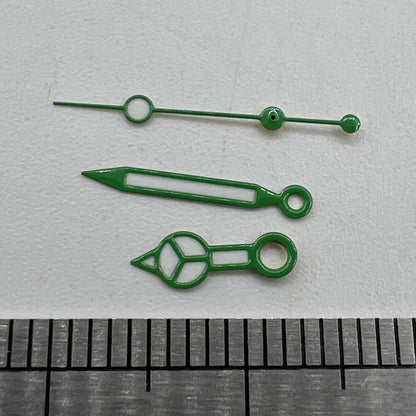 Green luminous watch hands set for NH35 NH36 movement, enhancing dial visibility and style.