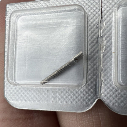 Swiss Made stainless steel extension stems for watches, 1.2mm and 0.9mm, durable precision fit.