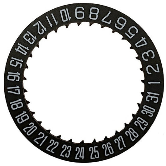 Black date disk wheel displaying special font at 6 o'clock for Miyota 8215 watch movement.
