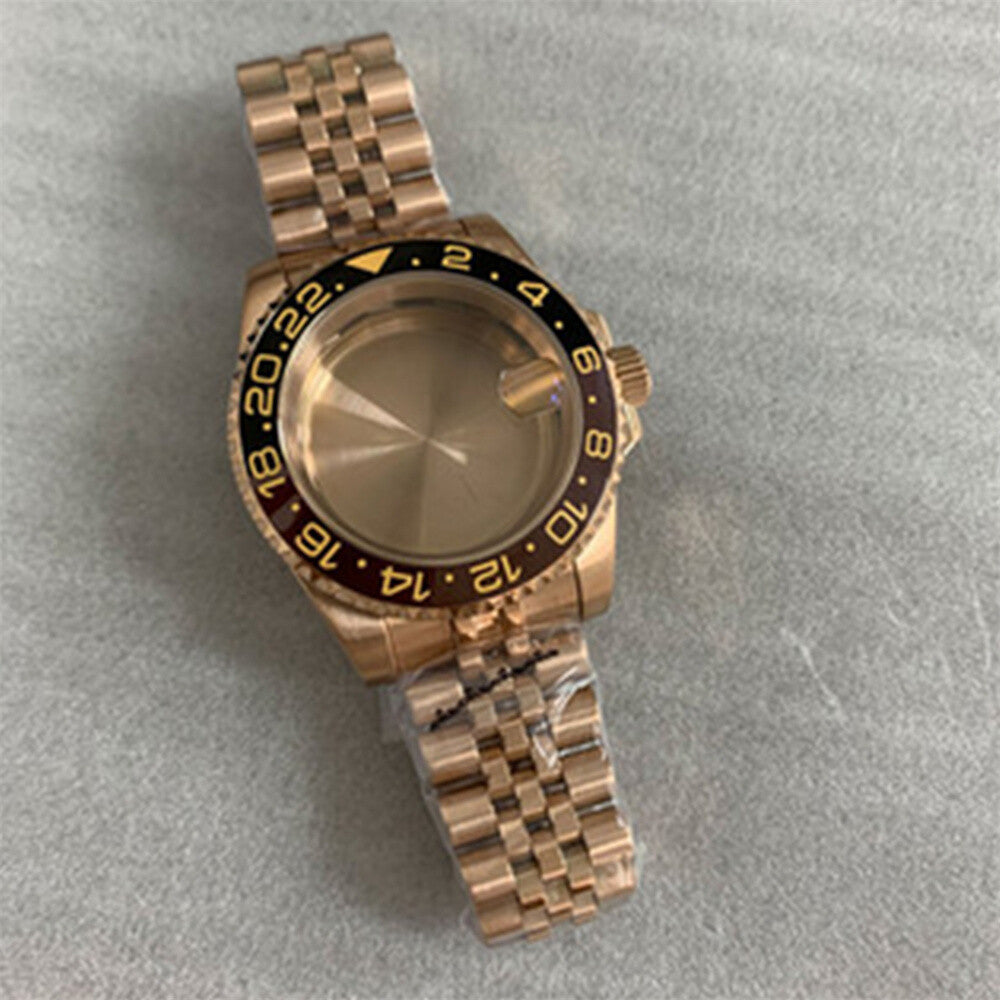 40MM sapphire glass watch case with strap for NH35/NH36 movement, durable and stylish watch accessory.