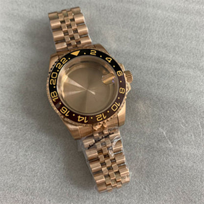 40MM sapphire glass watch case with strap for NH35/NH36 movement, durable and stylish watch accessory.