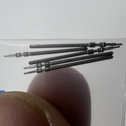 Precision watch winding stem compatible with Miyota 2115 and 2105 movements, ideal for repairs.