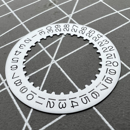 White date wheel for RLX 3135 watch movement, compatible replacement part for accurate date display.
