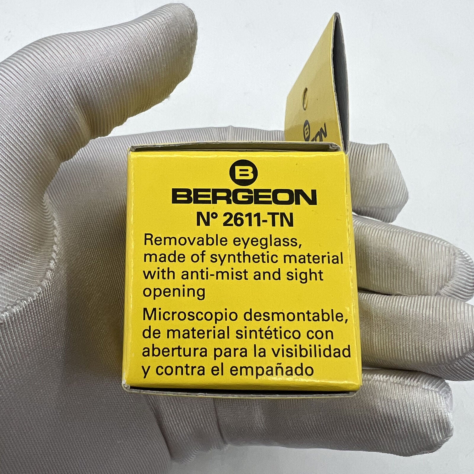 Swiss Bergeon 2611-TN-2.5 watchmaker loupe with 4x magnification for detailed watch repair and inspection.