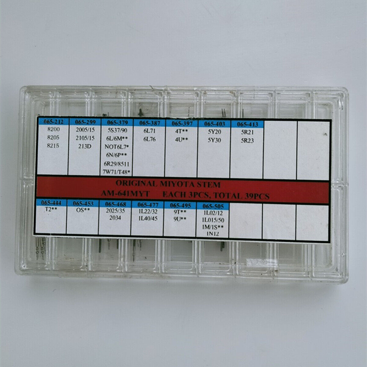 39pcs Original Miyota watch stems assortment for precise watch repair parts by AM-641 brand