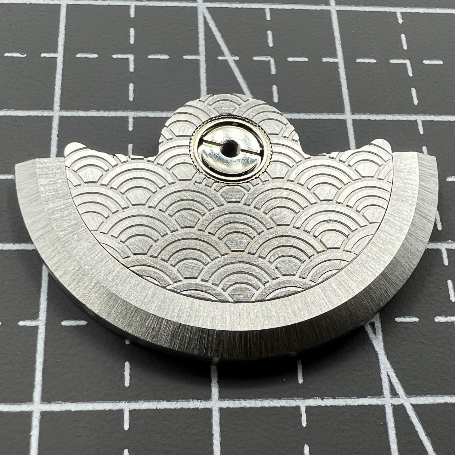 Silver Sea Wave carved rotor oscillating weight for Miyota NH35 NH36 watch movements, detailed design.