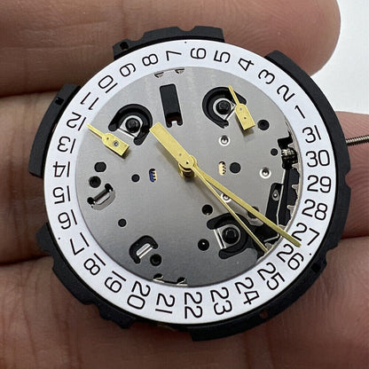 ETA G10.962 watch quartz chronograph with 3 subdials and date window, Swiss precision movement by ETA.