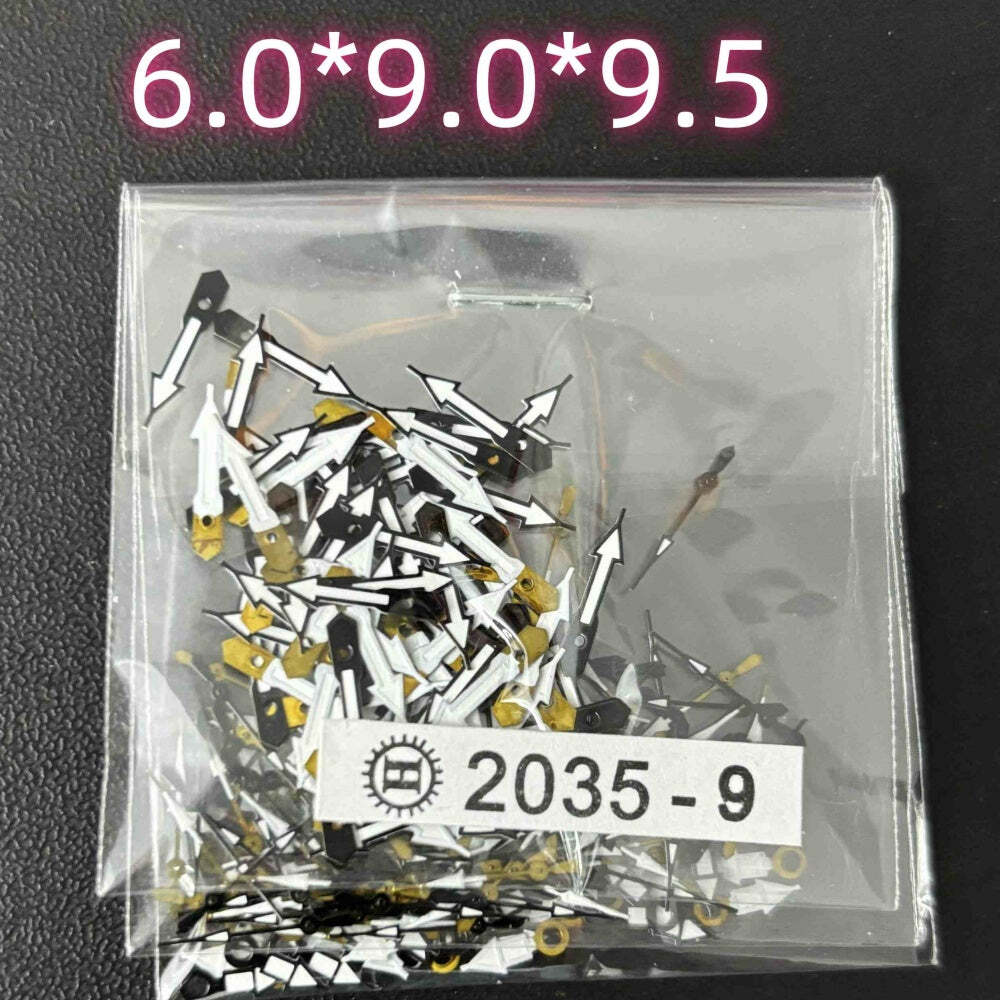 100 Sets/Packung 9,5 mm schwarze Zierleiste Pfeilform Uhrzeiger für Miyota 2035 2115 PC21 