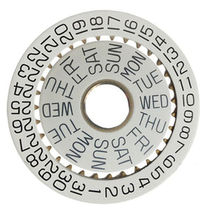 White Date At 3 Date Disk Wheel Date Wheel + Week Wheel for ETA7750 Movement