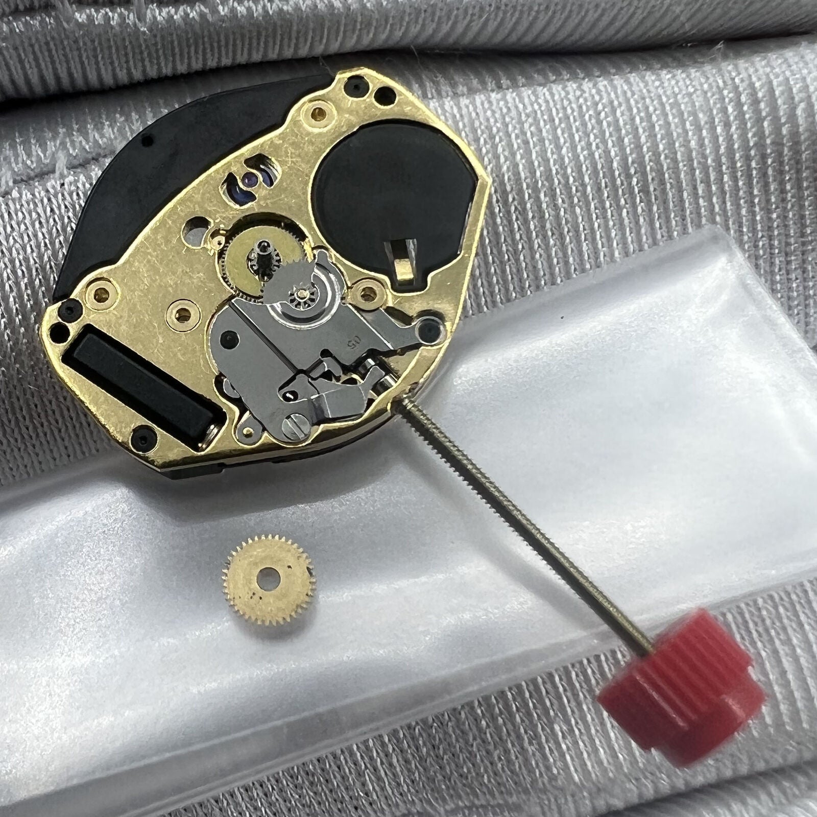 Swiss ETA 902.101 quartz watch movement with three hands, precise timekeeping by ETA.