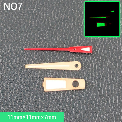 Watch Hands with green super luminous coating for NH35 and NH36 movements by Watch Hands.
