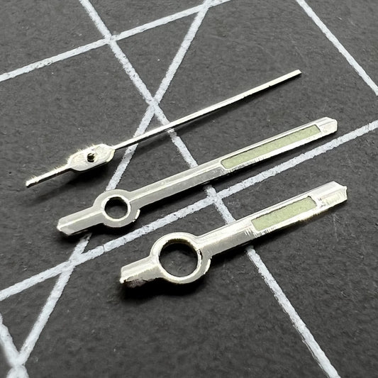 Aiguilles de montre vertes lumineuses argentées de 11 mm pour mouvement Orient 46941 46943