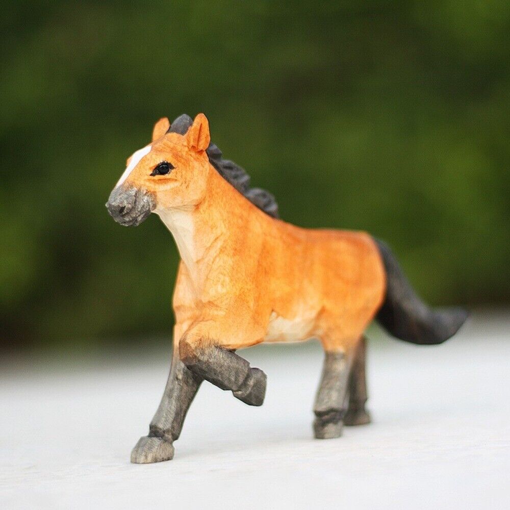 Handmade Little Horse wooden figurine, detailed collectible for elegant home decor display.