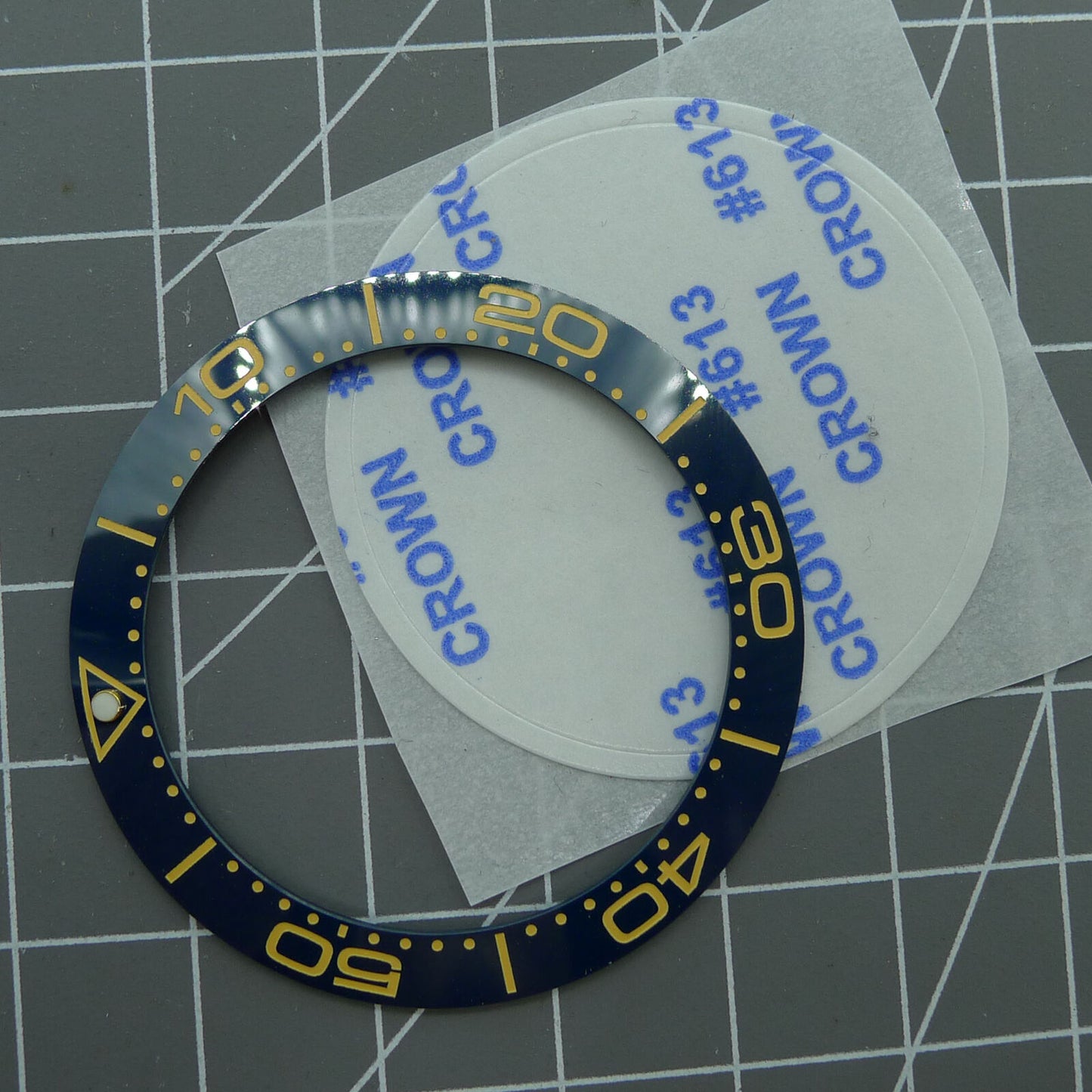 Sky Blue Ceramic Watch Bezel Insert 41.5mm/32.5mm with Yellow Font for Watch Accessories