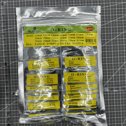 0.6mm(950pcs) Thickness Waterproof Rubber O-Ring Seal Gasket For Watch Back Case