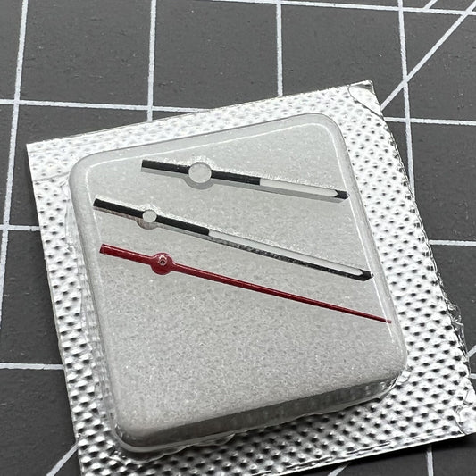 Silver trim green luminous watch hands set for ETA 2824/2836 movement, precise and durable.