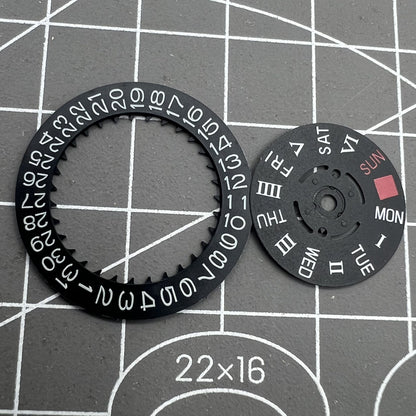 Roman /English Font Black Date Disk Wheel Week for NH36 Movement 3.8 position