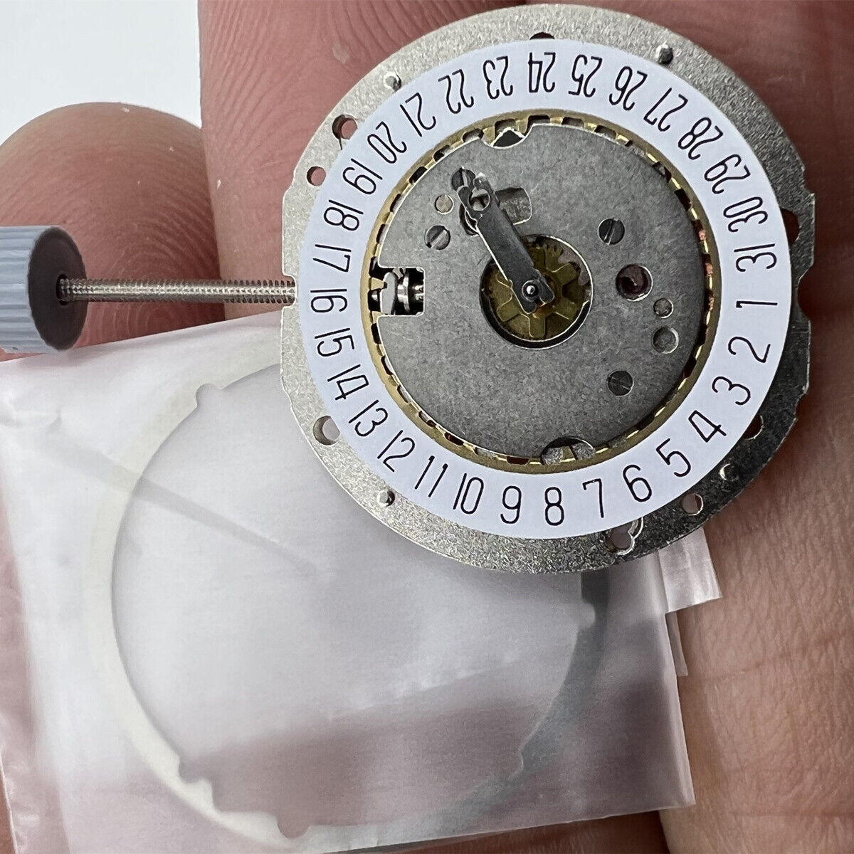 Ronda 785 Swiss quartz watch movement with date at 6 for precise timekeeping and durability.