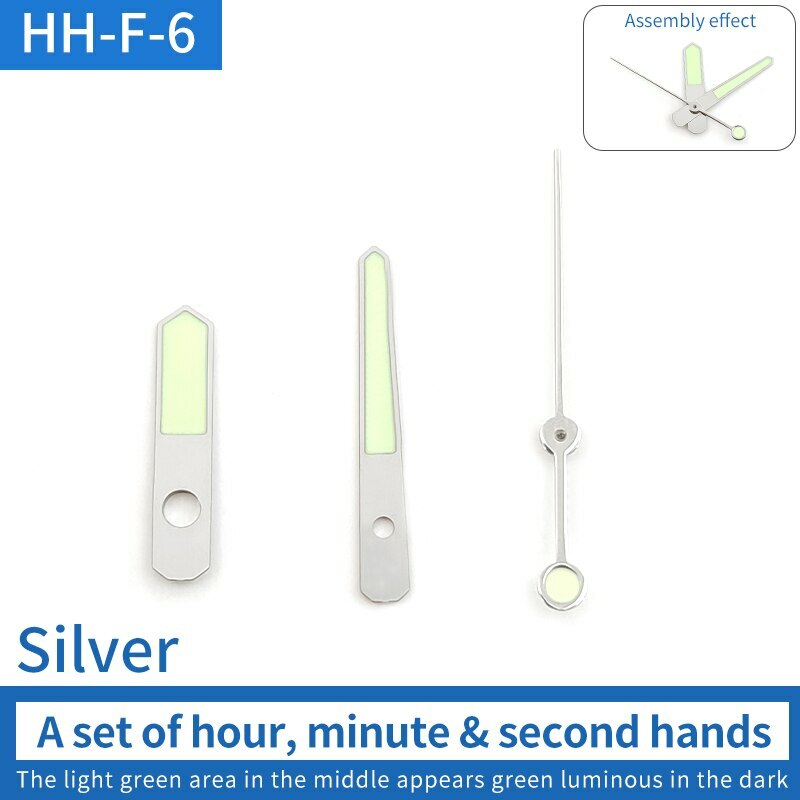 Aiguilles de montre lumineuses vertes adaptées au mouvement NH15 NH36 SKX007 SKX009
