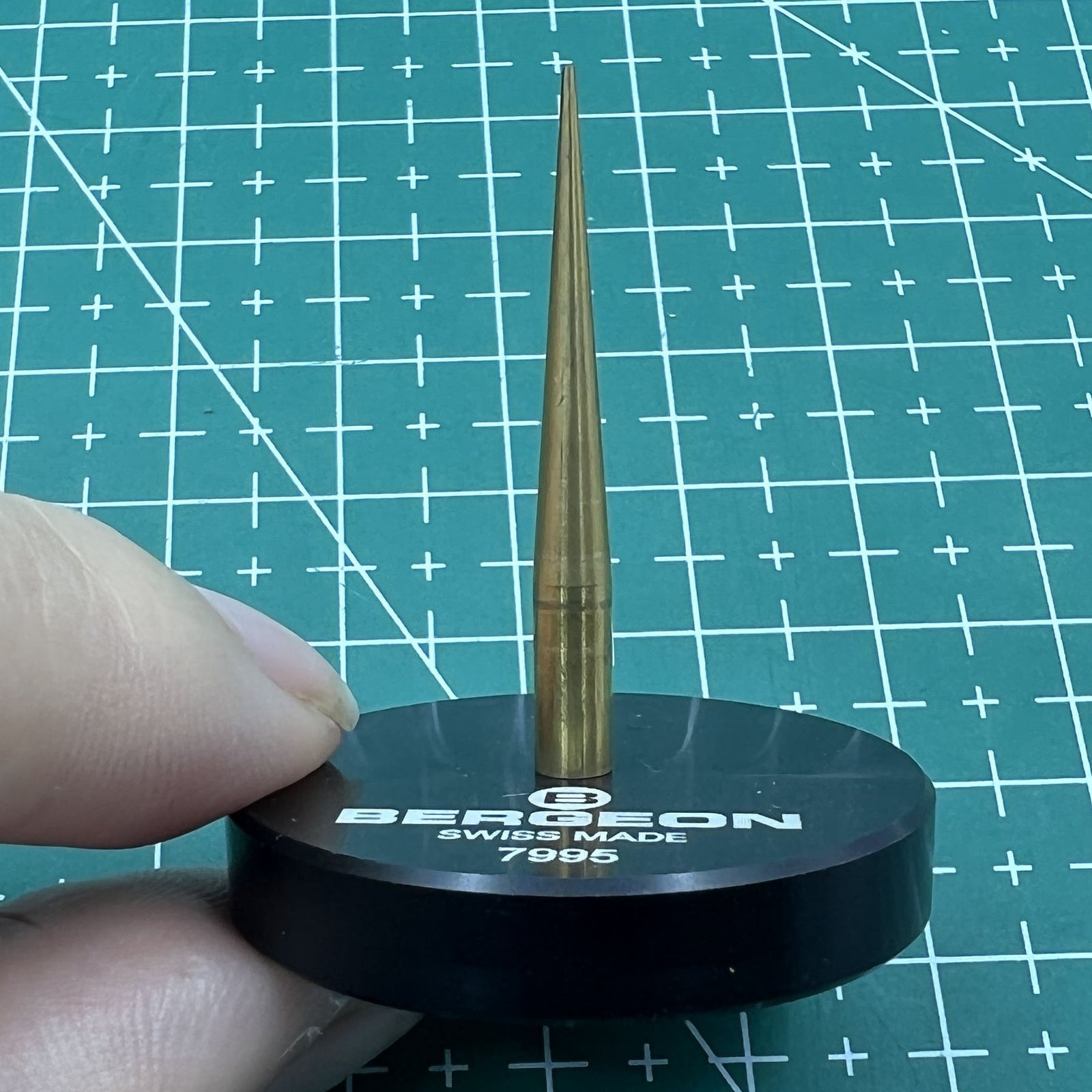 Swiss Bergeon 7995 balance cock support tool for precise watch repair and assembly tasks