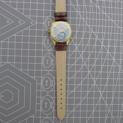 Shanghai 33mm manual mechanical watch with blue dial, gold markers, square case, 17 jewels movement.
