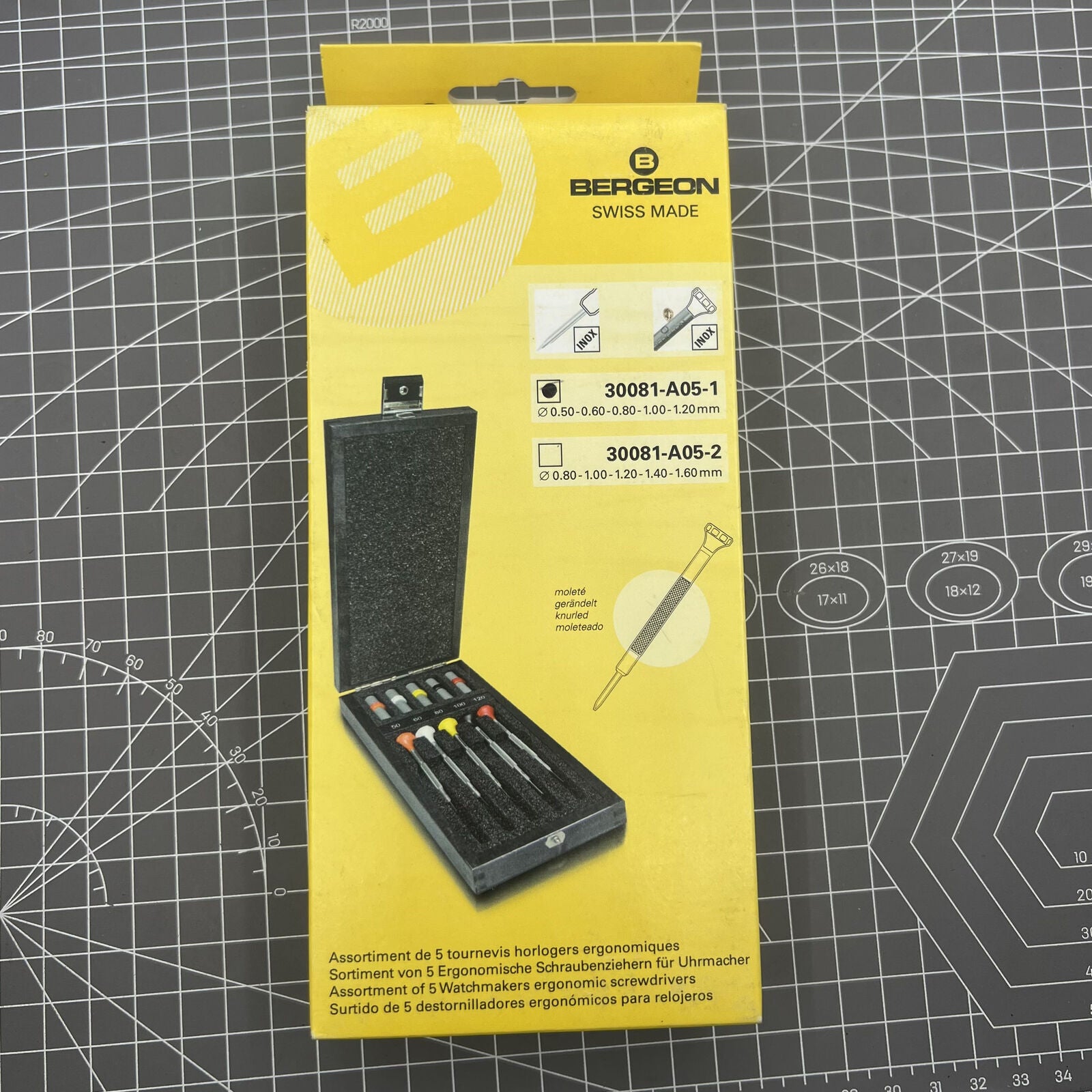 Swiss Bergeon ergonomic set of 5 precision screwdrivers for watch repairs and accessories.