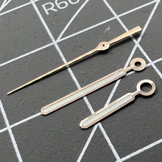 Green luminous rose gold-trimmed AP watch hands for NH35 NH36 SKX007 SBBN models, precision fit.