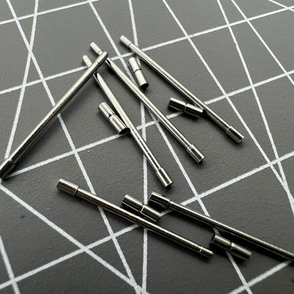 Stainless steel notched tubes with pins for secure watch band assembly, 60pcs box.