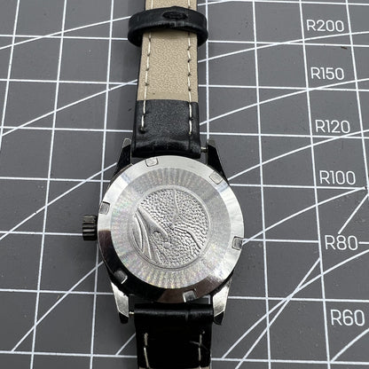 Seagull black case ladies watch with gold nail markers, manual mechanical movement, shock-resistant for durability