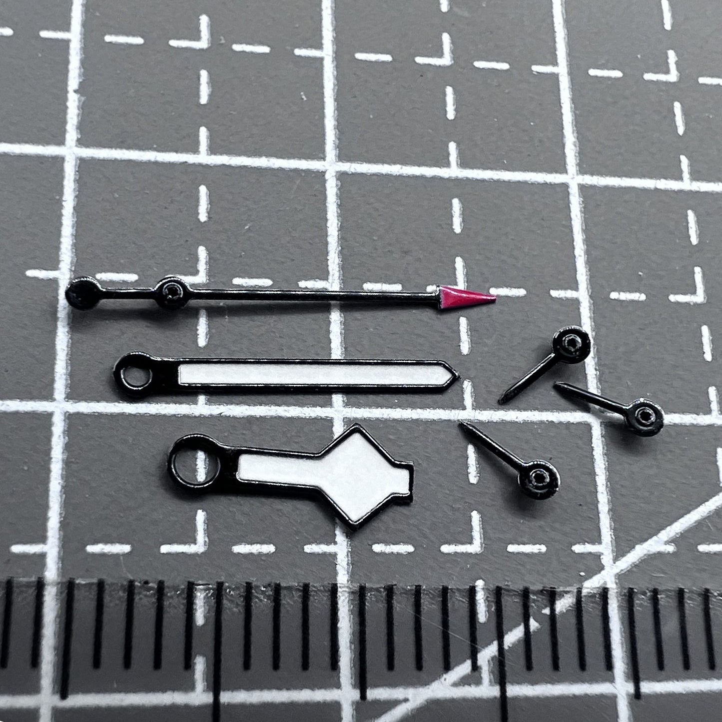 Set of 2 modified black and green luminous watch hands, 6-hand design for VK63 movement
