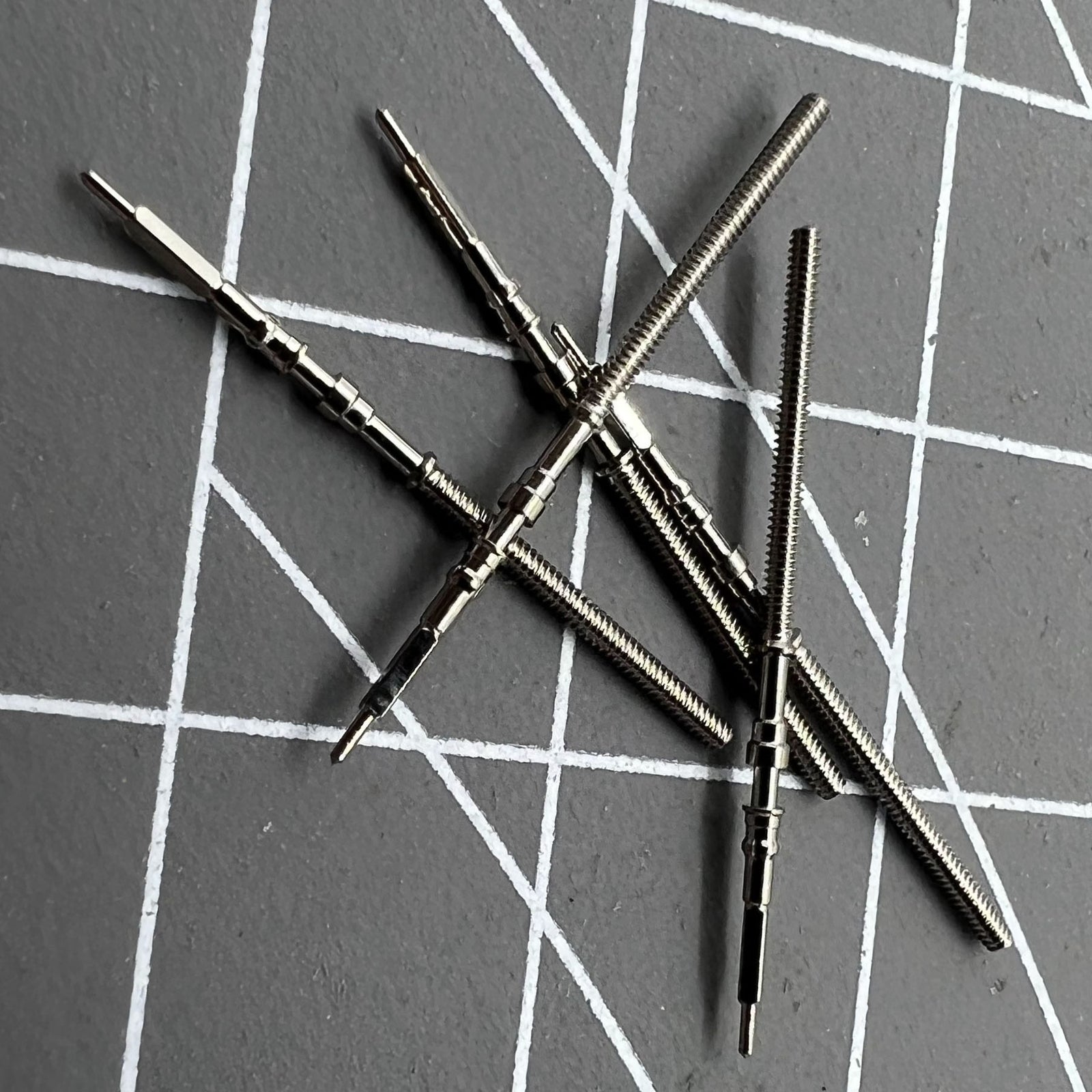 Stainless steel winding stem for 4R36 NH35 NH36 NH38 NH39A watch movements, durable replacement part.