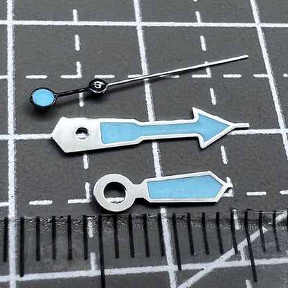 2 Sets/Pack 12.5mm Silver Trim Painted Green Lume Watch Hands for NH35 NH36 7S26